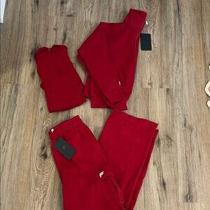 Red Fabletics Feather Tech Tracksuit Set NWT